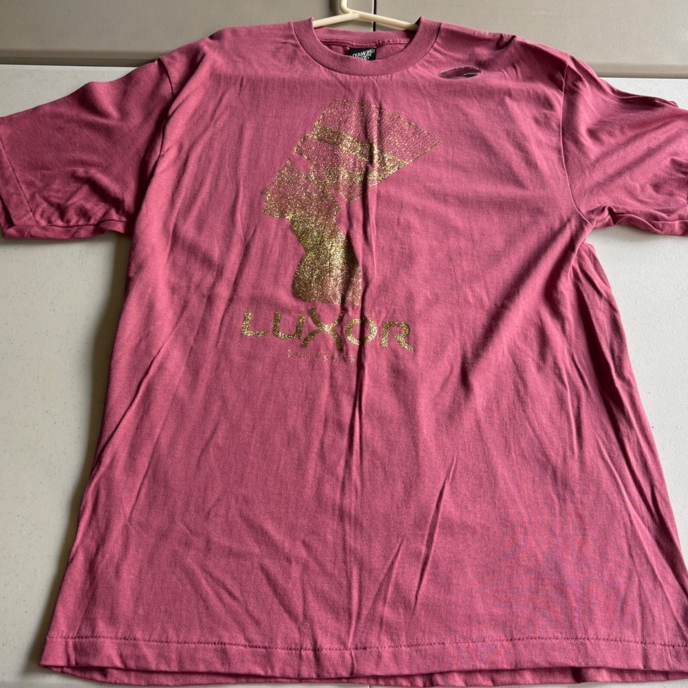Vintage Diamond Dust Luxor Sphinx T Shirt XL Pink Gold Glitter Single Stitch USA
